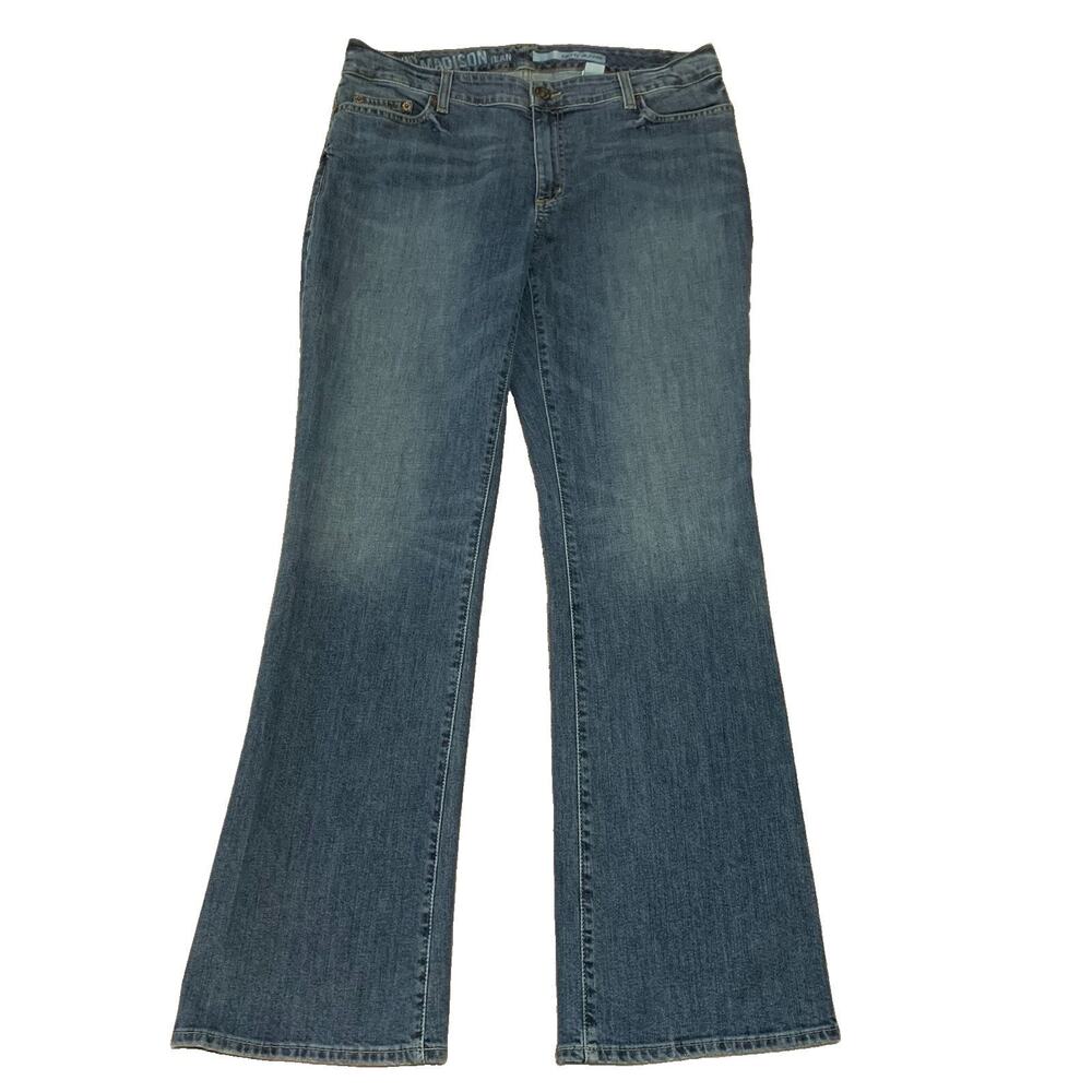 DKNY Madison Jeans Bootcut Womens 14 33x33 Mid Rise Blue Stretch Denim